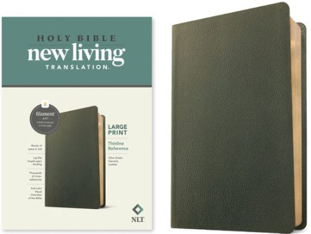 NLT Large Print Thinline Reference Bible, Filament Enabled (Genuine Leather, Olive Green, Red Letter) Hot on Sale